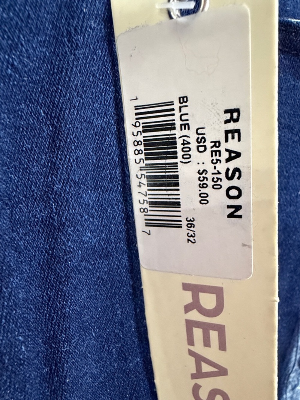 Reason Embroidered Side-Panel Skinny Jeans - Navy & Gold,Size 36x32 - Picture 6 of 17